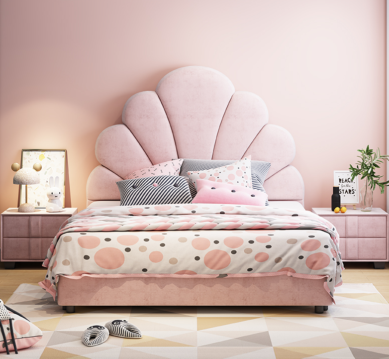 Pink children's bed girl princess dream ins net red 1.2 meters 1.5 single children's room little girl girls bed