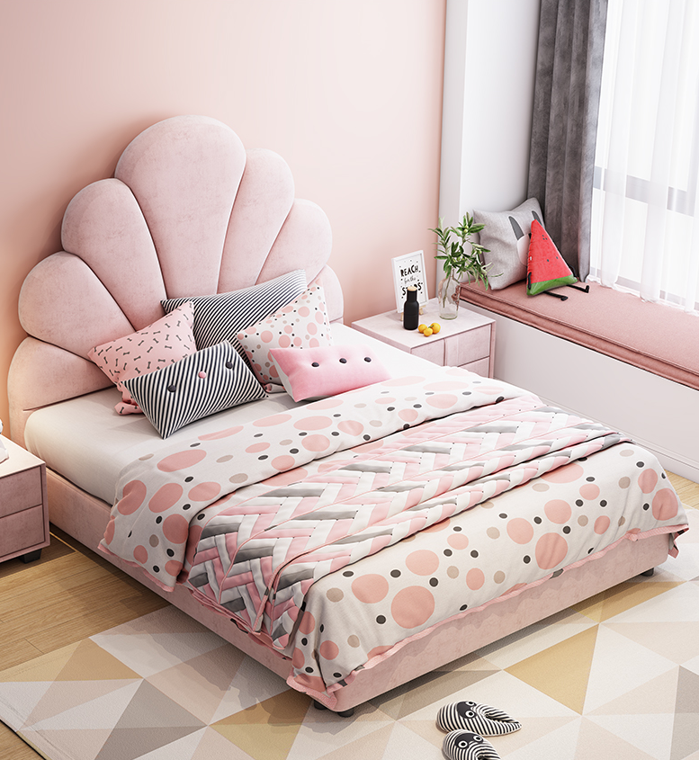 Pink children's bed girl princess dream ins net red 1.2 meters 1.5 single children's room little girl girls bed