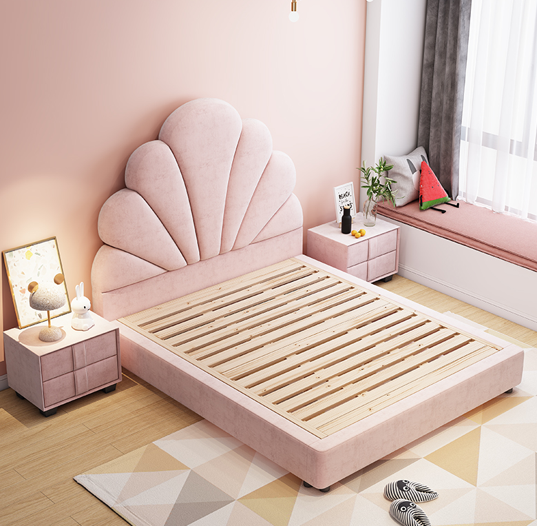 Pink children's bed girl princess dream ins net red 1.2 meters 1.5 single children's room little girl girls bed