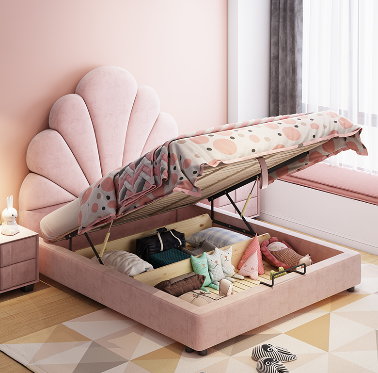 Pink children's bed girl princess dream ins net red 1.2 meters 1.5 single children's room little girl girls bed