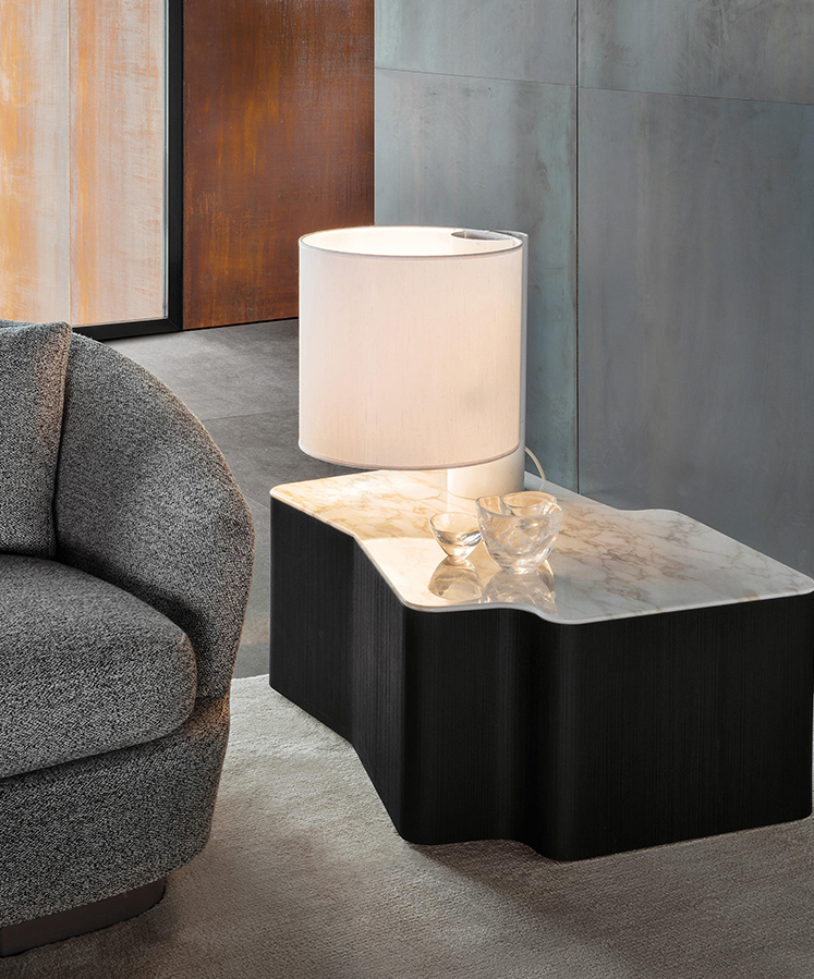 Customized Ideaplus Italy Minotti light luxury shaped marble glass sofa coffee table side table creative coffee table