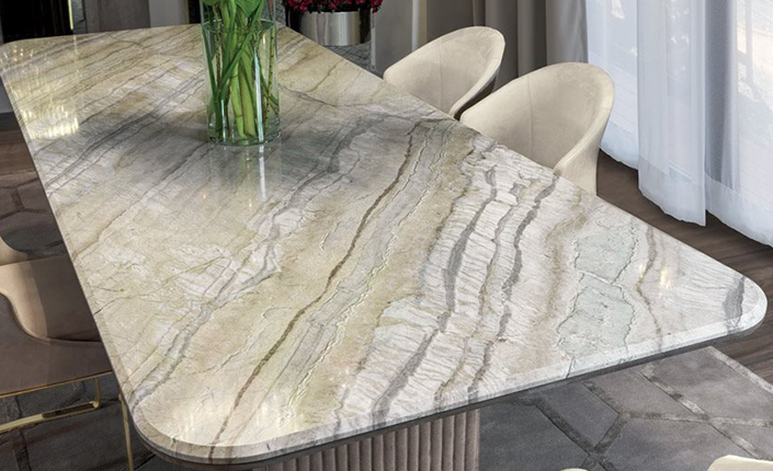 Italian post-modern   luxury minimalist rectangular dining table marble villa size 6-person dining table and chair combination