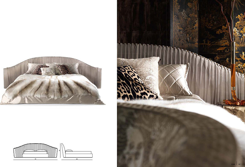 Italian light luxury fabric bed  style post-modern minimalist creative master bedroom wedding bed bedroom double bed model room furniture