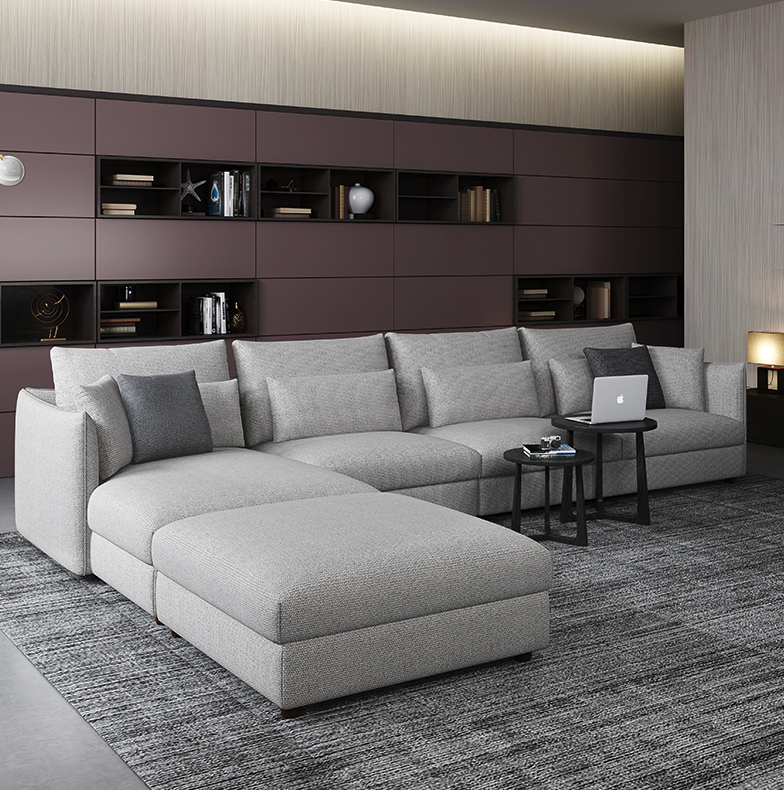 Modern and simple feather cloth sofa size apartment three-person living room full combination Nordic furniture sofa