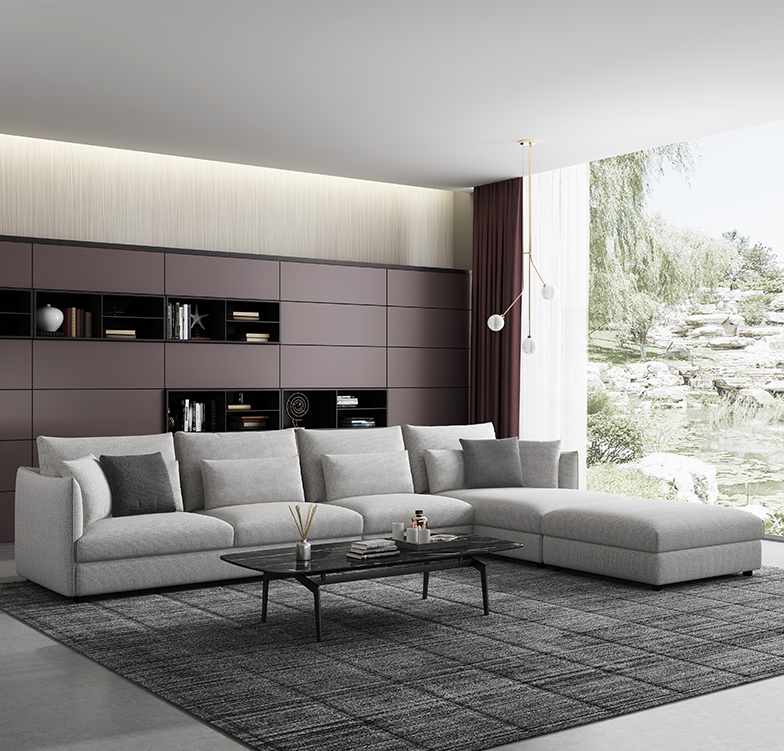 Modern and simple feather cloth sofa size apartment three-person living room full combination Nordic furniture sofa